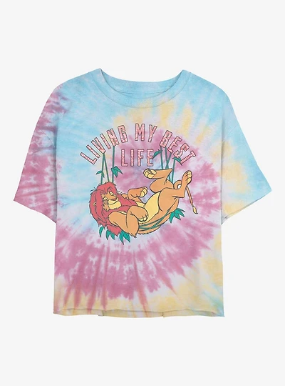 Disney The Lion King Living My Best Life Tie-Dye Womens Crop T-Shirt