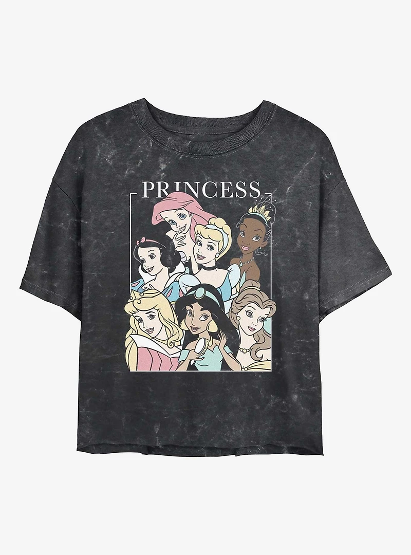 Disney Princesses Cover Story Redux Mineral Wash Womens Crop T-Shirt