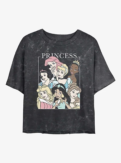 Disney Princesses Cover Story Redux Mineral Wash Womens Crop T-Shirt