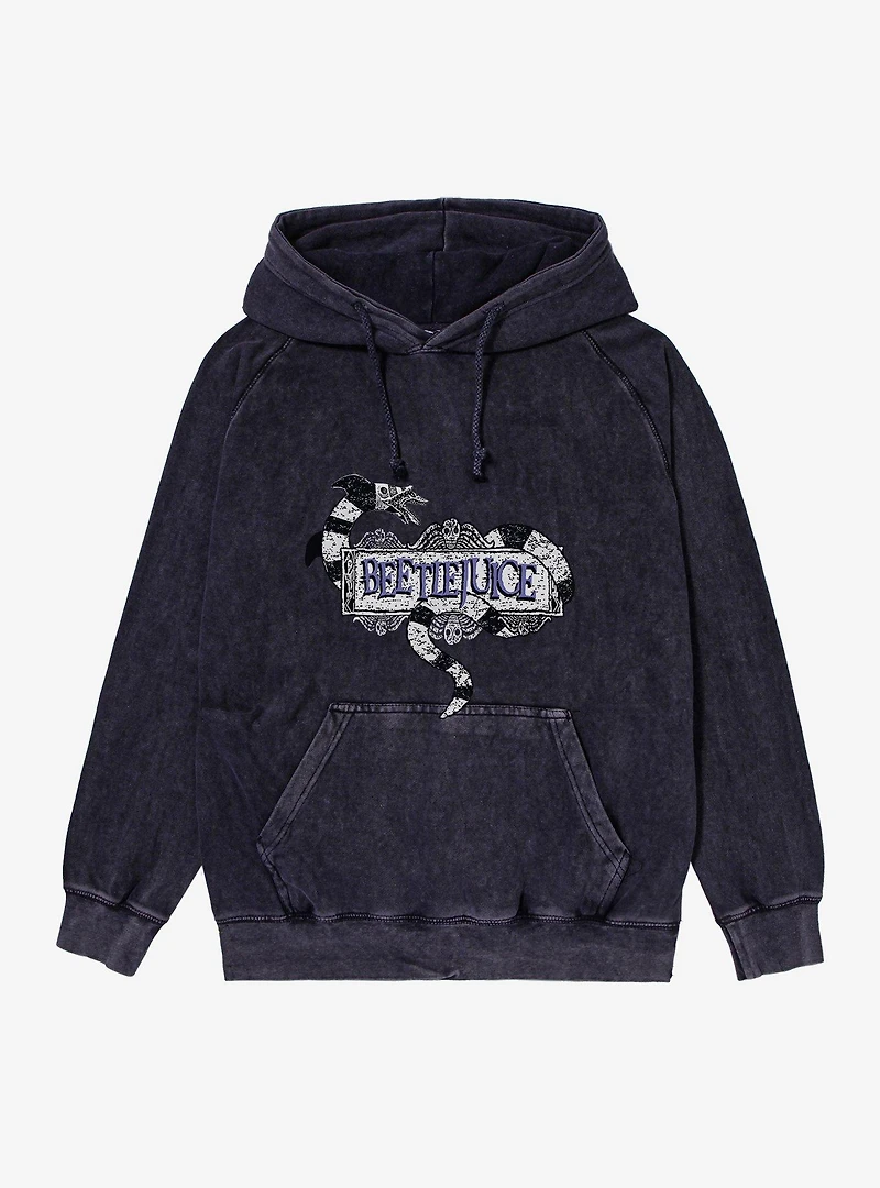 Beetlejuice Sandworm Title Logo Mineral Wash Hoodie
