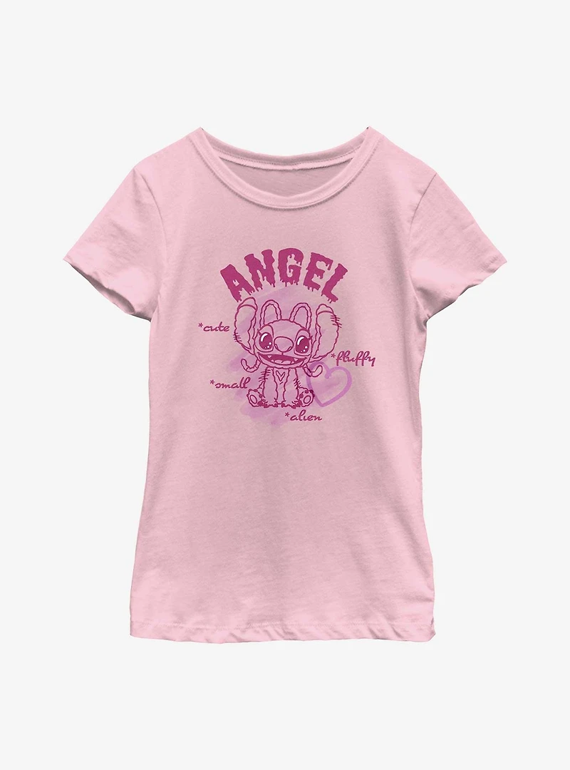 Disney Lilo & Stitch Angel Small Fluffy Cute Alien Youth Girls T-Shirt