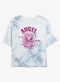 Disney Lilo & Stitch Angel Small Fluffy Cute Alien Tie Dye Crop Womens T-Shirt