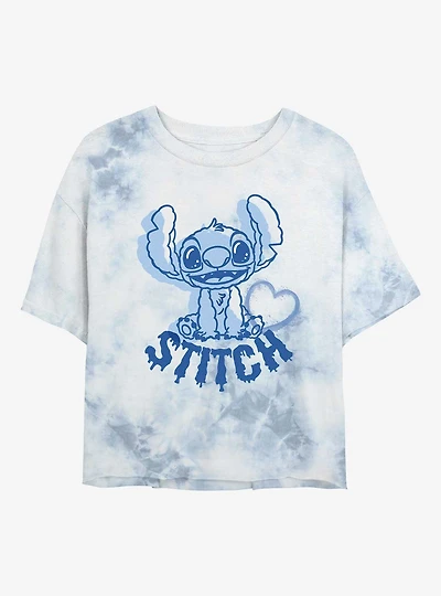 Disney Lilo & Stitch Heart Tie Dye Crop Womens T-Shirt