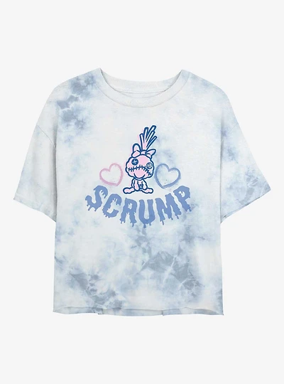 Disney Lilo & Stitch Scrump Hearts Tie Dye Crop Womens T-Shirt