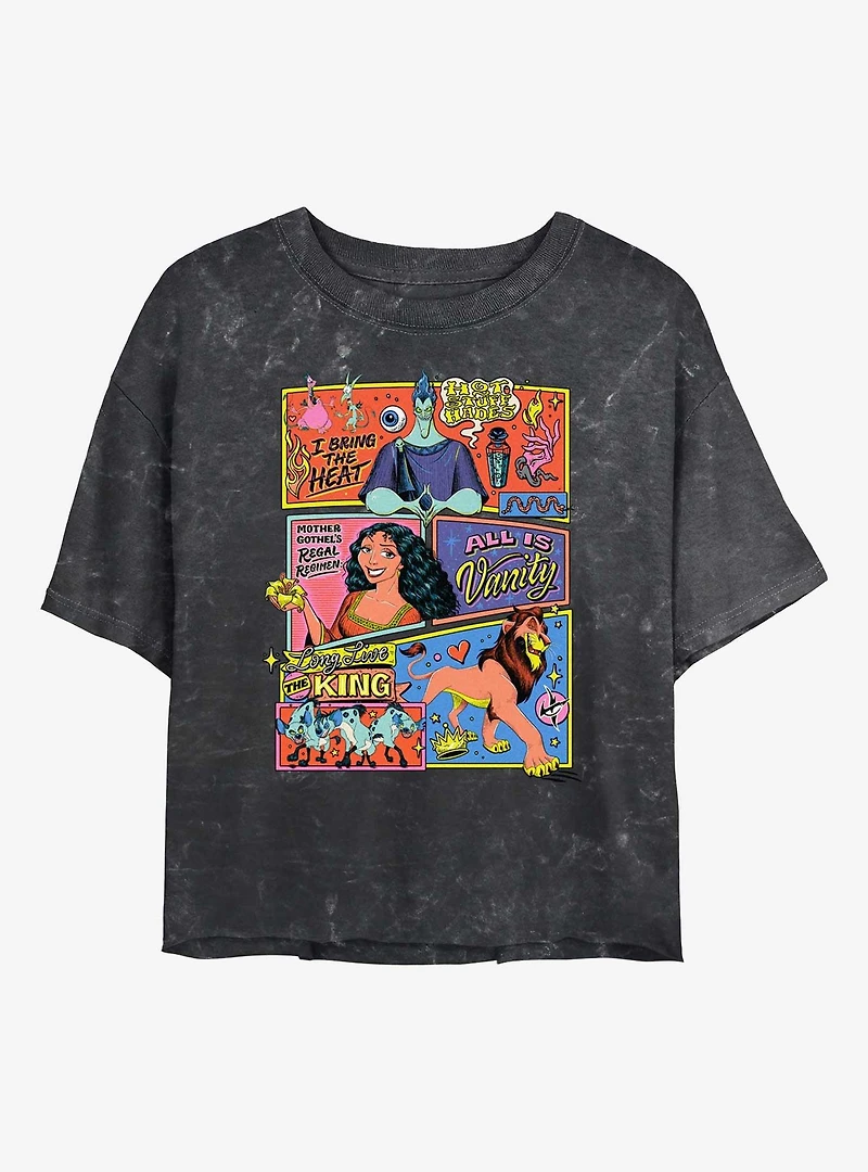 Disney Villains Collage Mineral Wash Womens Crop T-Shirt