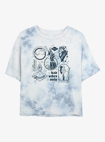 Disney Villains Bad Vibes Tie Dye Crop Womens T-Shirt