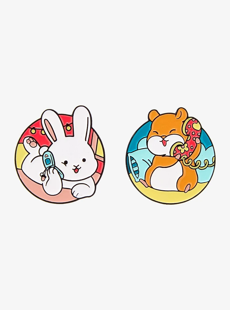 Bunny and Hamster Bestie Enamel Pin Set