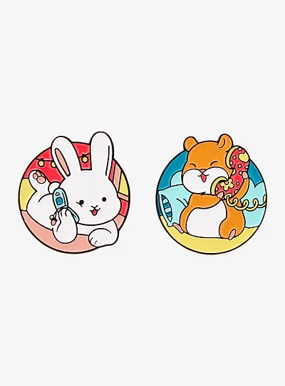 Bunny and Hamster Bestie Enamel Pin Set