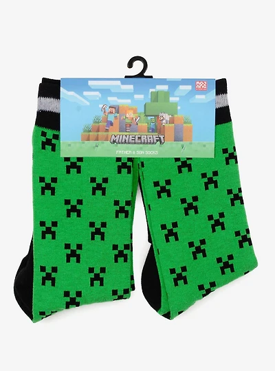 Minecraft Creeper Green Father & Son Sock Set