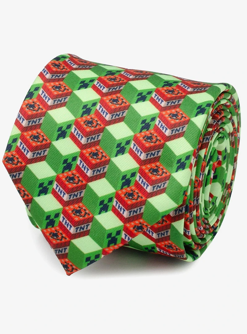Minecraft Creeper TNT Isometric Green Men's Tie