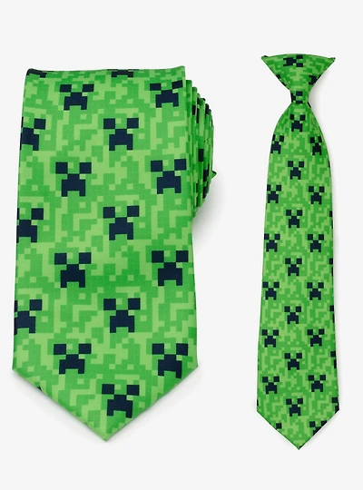 Minecraft Creeper Green Father & Son Tie Set