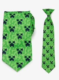 Minecraft Creeper Green Father & Son Tie Set
