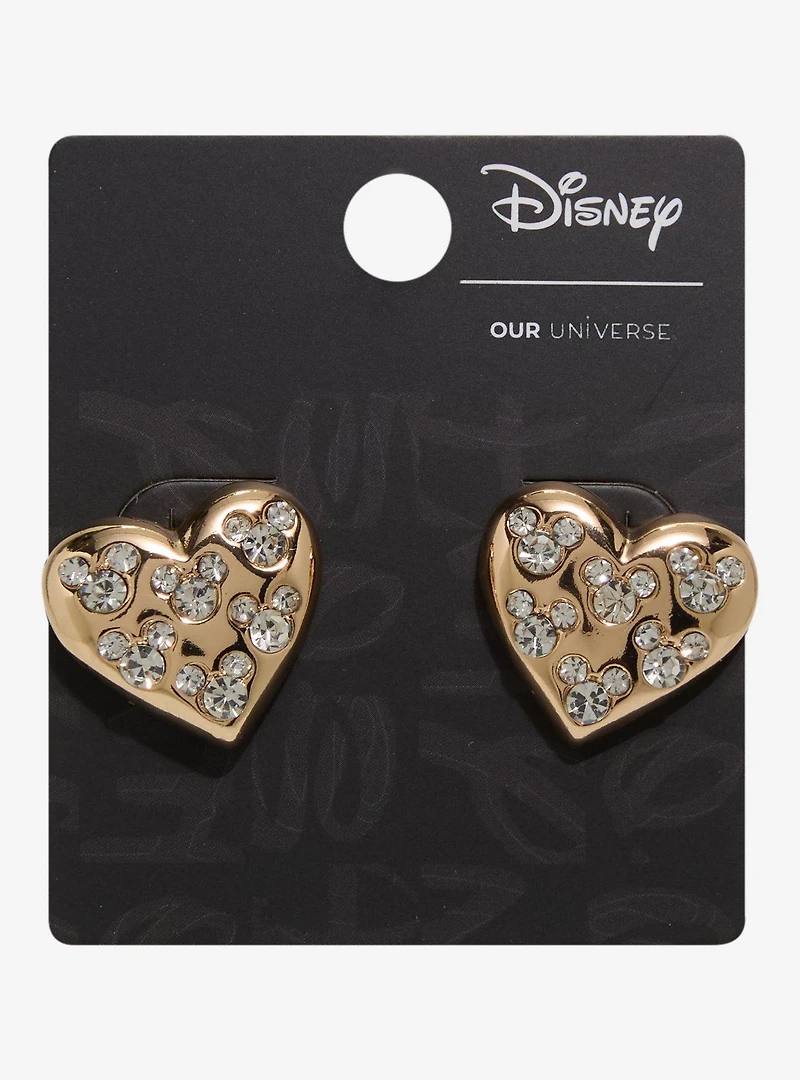 Our Universe Disney Mickey Mouse Rhinestone Heart Earrings — BoxLunch Exclusive