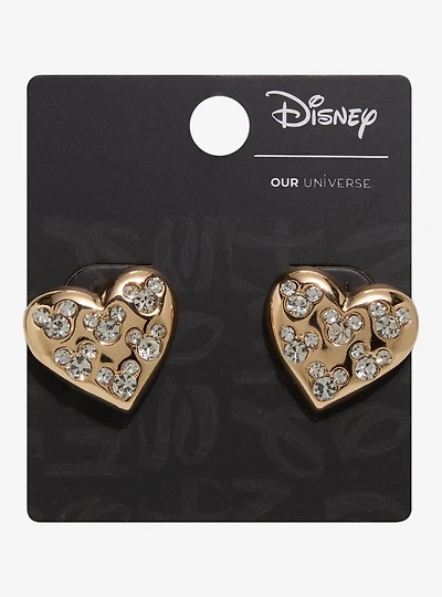 Our Universe Disney Mickey Mouse Rhinestone Heart Earrings — BoxLunch Exclusive