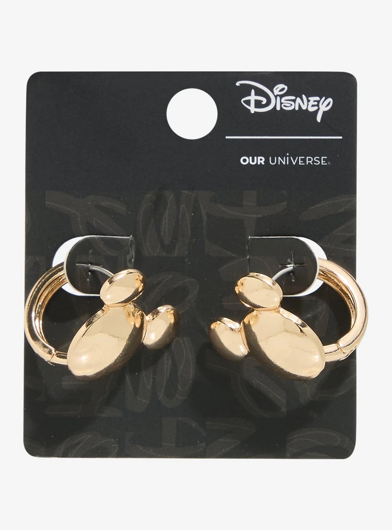 Our Universe Disney Mickey Mouse Silhouette Gold Huggie Hoop Earrings - BoxLunch Exclusive