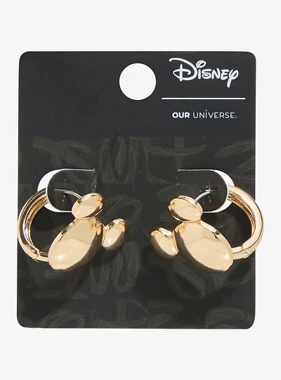 Our Universe Disney Mickey Mouse Silhouette Gold Huggie Hoop Earrings - BoxLunch Exclusive