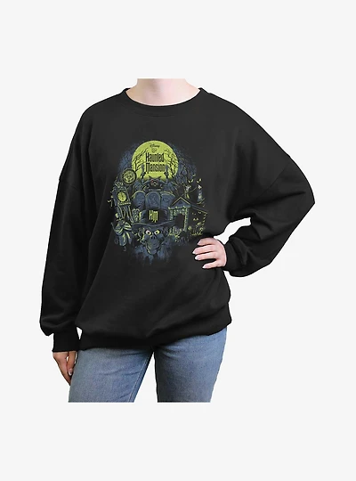Disney The Haunted Mansion Montage Womens Oversized Sweatshirt