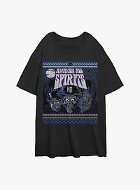 Disney The Haunted Mansion Awaken All Spirits Ugly Holiday Pattern Womens Oversized T-Shirt