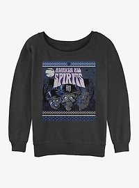 Disney The Haunted Mansion Awaken All Spirits Ugly Holiday Pattern Womens Slouchy Sweatshirt