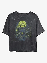 Disney The Haunted Mansion Montage Mineral Wash Womens Crop T-Shirt