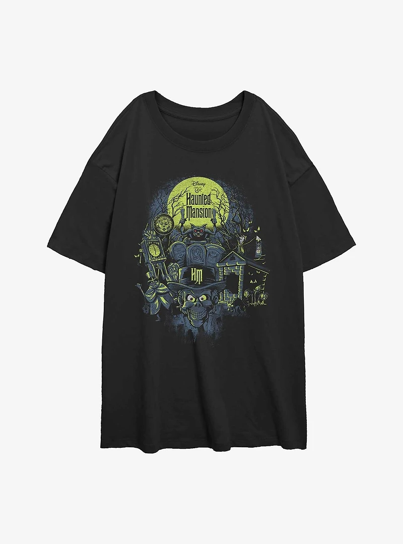 Disney The Haunted Mansion Montage Womens Oversized T-Shirt
