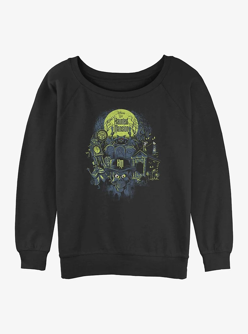 Disney The Haunted Mansion Montage Womens Slouchy Sweatshirt