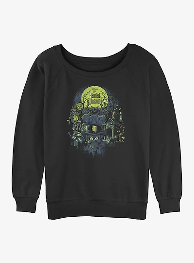 Disney The Haunted Mansion Montage Womens Slouchy Sweatshirt