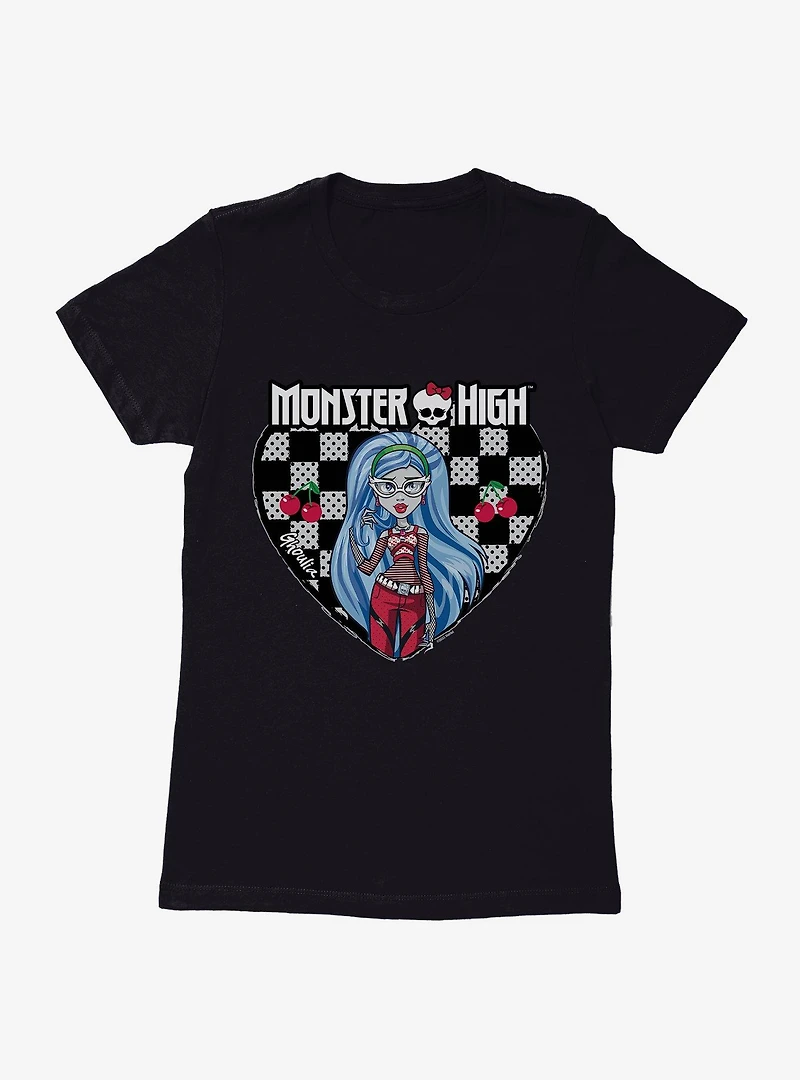 Monster High Ghoulia Yelps Checkerboard Heart Womens T-Shirt