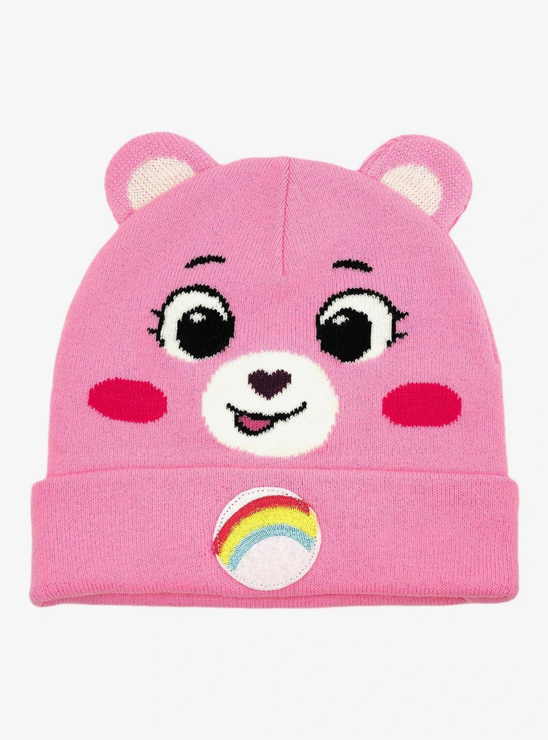 Care Bears Cheer Bear Face Acrylic Knit Beanie With Ears