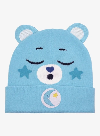 Care Bears Bedtime Bear Face Acrylic Knit Beanie With Ears