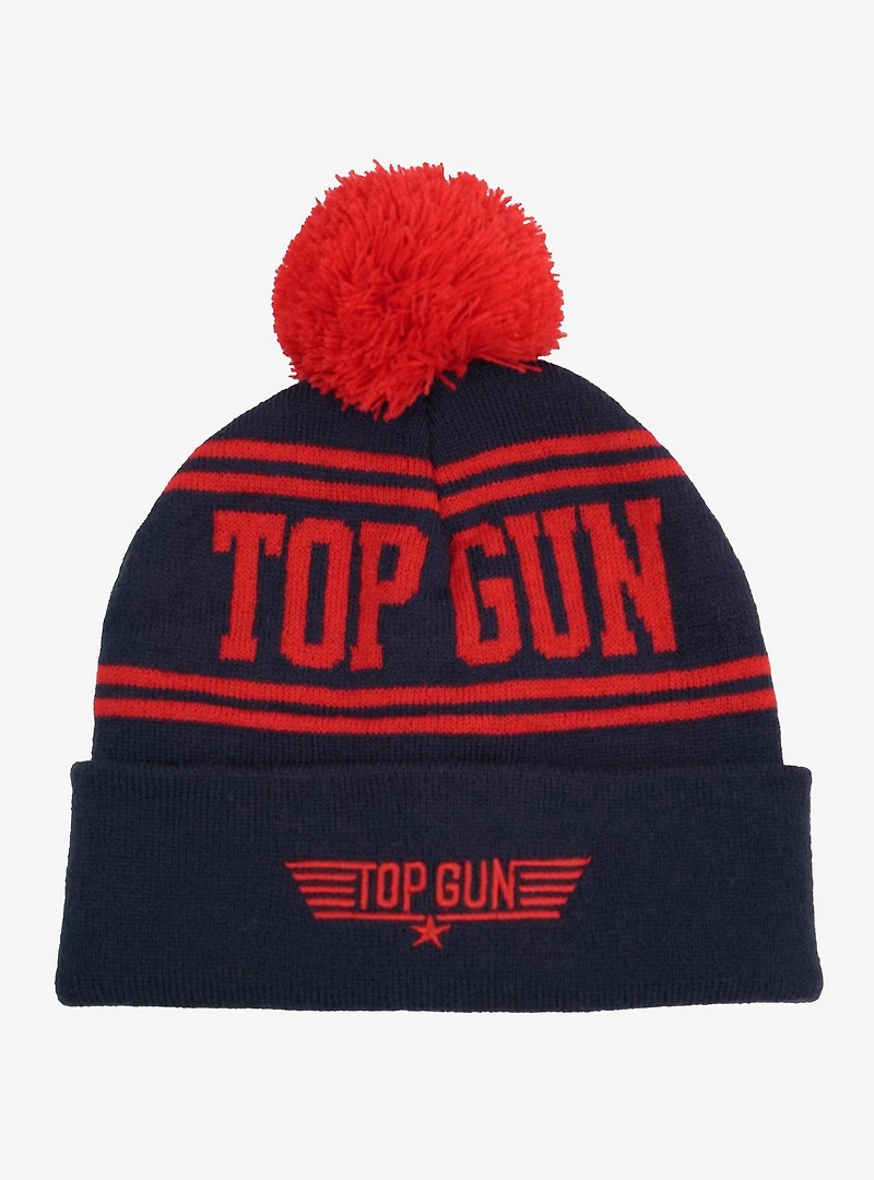 Top Gun Knit Acrylic Knit Beanie With Pom