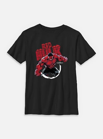 Marvel Captain America: Brave New World Red Hulk Circle Stone Youth T-Shirt