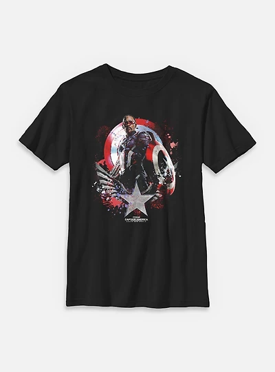 Marvel Captain America: Brave New World Paint Over Shield Youth T-Shirt