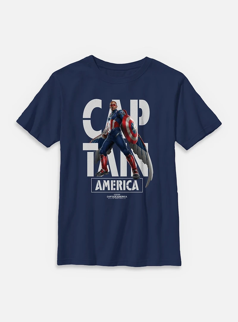 Marvel Captain America: Brave New World Cap Name Youth T-Shirt