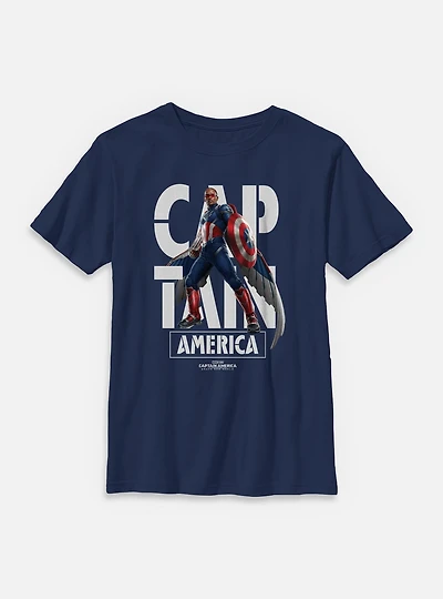 Marvel Captain America: Brave New World Cap Name Youth T-Shirt