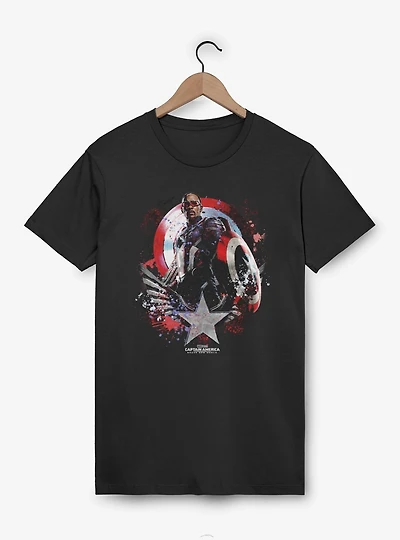 Marvel Captain America: Brave New World Paint Over Shield T-Shirt
