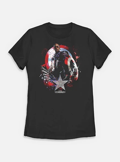 Marvel Captain America: Brave New World Paint Over Shield Womens T-Shirt