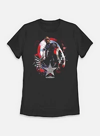 Marvel Captain America: Brave New World Paint Over Shield Womens T-Shirt