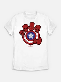 Marvel Captain America: Brave New World Red Hand And Shield Womens T-Shirt