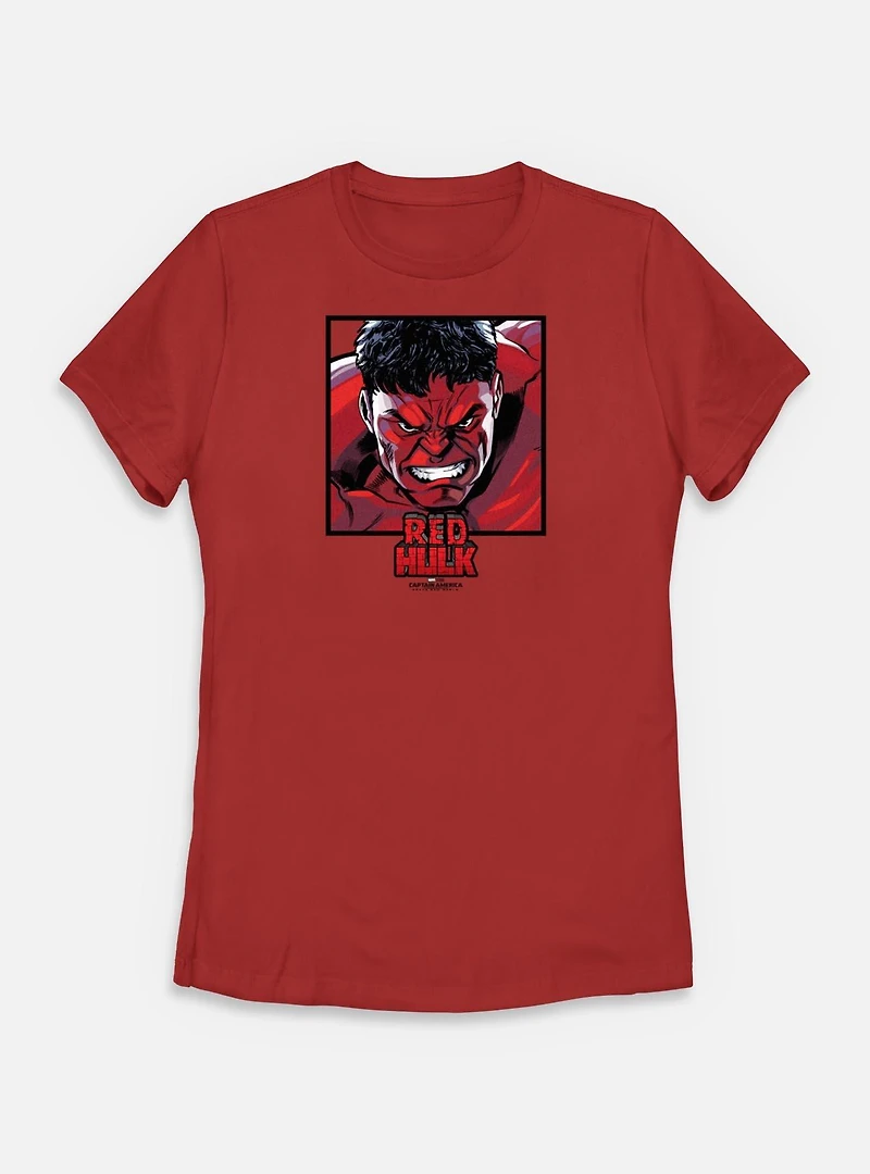 Marvel Captain America: Brave New World Red Hulk Squared Womens T-Shirt