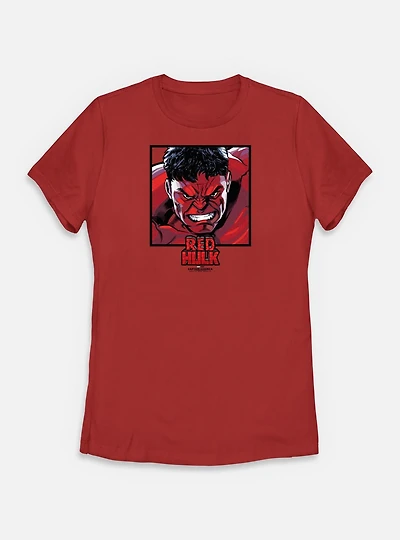 Marvel Captain America: Brave New World Red Hulk Squared Womens T-Shirt