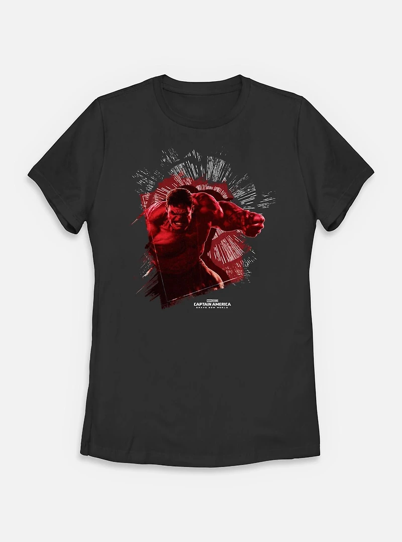 Marvel Captain America: Brave New World Red Hulk Broken Glass Womens T-Shirt