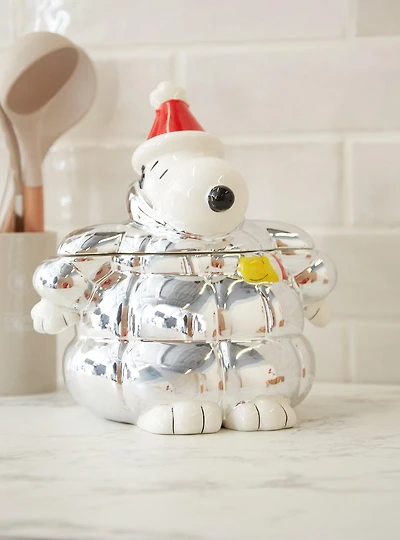 Peanuts Snoopy Chrome Puffer Cookie Jar