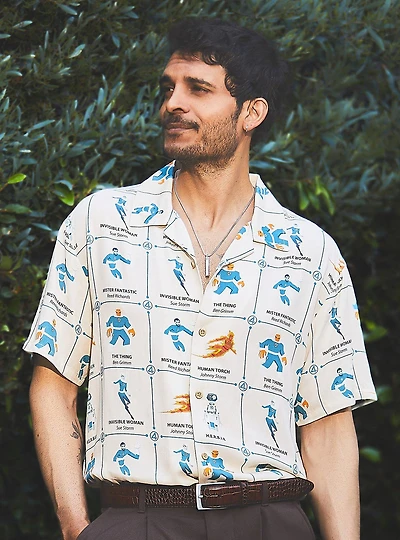 Marvel Fantastic Four: First Steps Characters Allover Print Woven Button-Up - BoxLunch Exclusive
