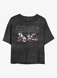 Cruella Savage Devil Mineral Wash Womens Crop T-Shirt