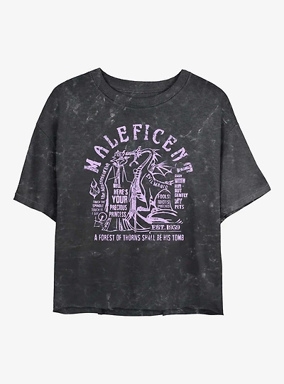 Disney Villains Maleficent Verbiage Mineral Wash Womens Crop T-Shirt