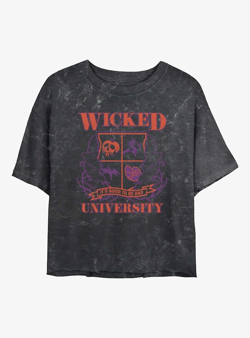 Disney Villains Wicked University Mineral Wash Womens Crop T-Shirt