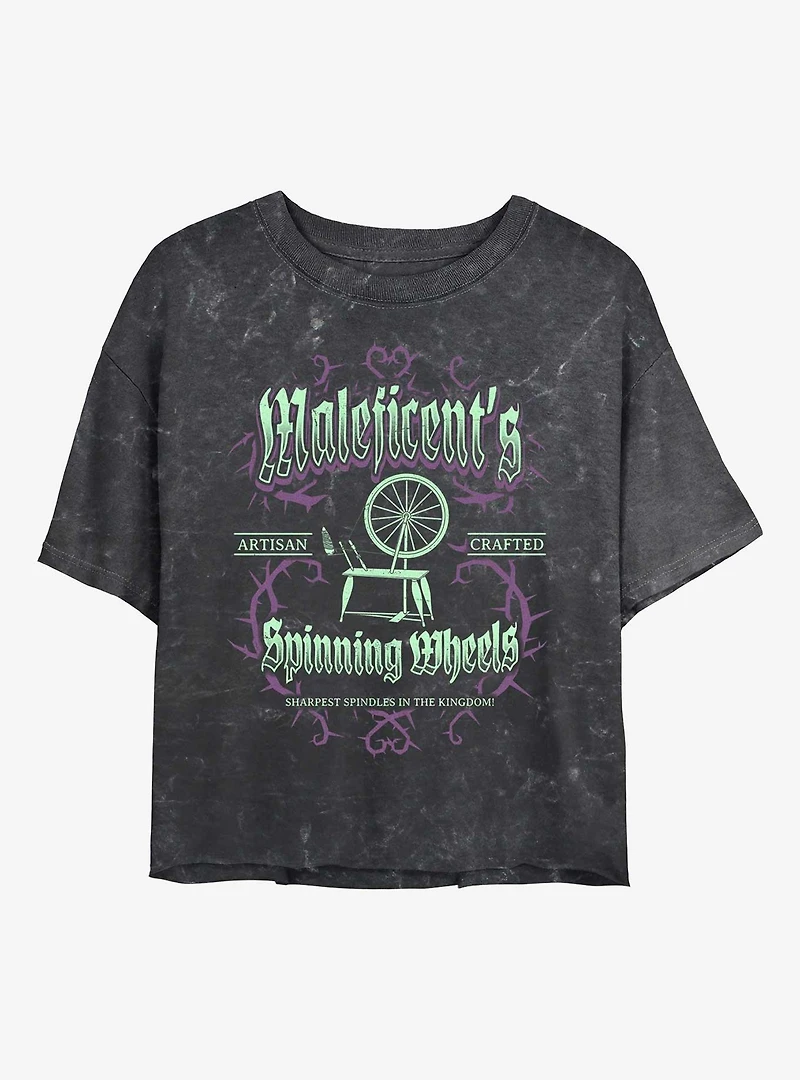 Disney Villains Maleficent Spinning Wheels Poster Mineral Wash Womens Crop T-Shirt