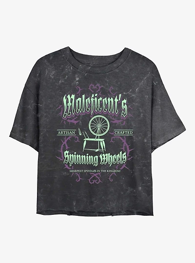 Disney Villains Maleficent Spinning Wheels Poster Mineral Wash Womens Crop T-Shirt