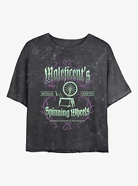 Disney Villains Maleficent Spinning Wheels Poster Mineral Wash Womens Crop T-Shirt